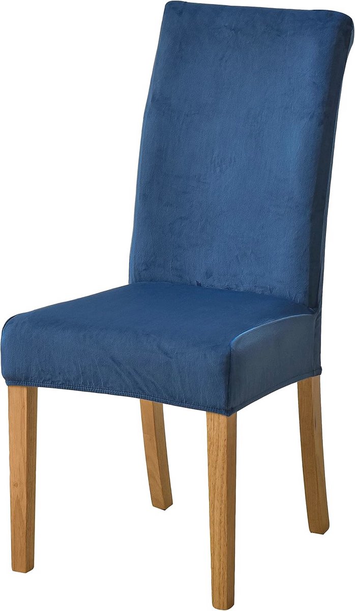 Rekbare fluwelen stoelhoezen - set van 6 voor eetkamer, marineblauw