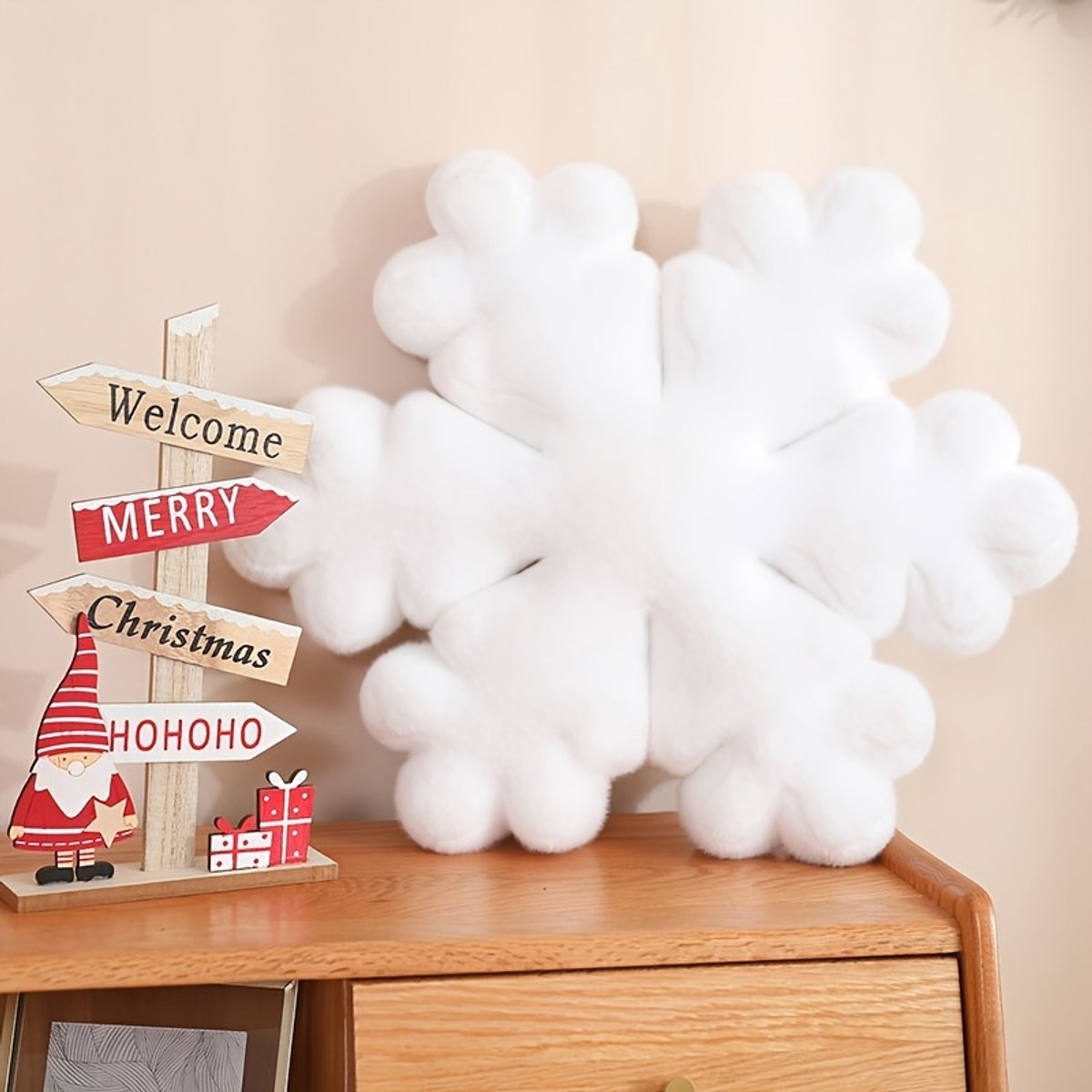 1 Sneeuwvlokkussen - Zacht pluche kussen in de vorm van een wolk met diverse kleuren - Gezellige winterdecoratie voor op de bank en in de slaapkamer - Creatieve accentuering voor de woonkamer - Gezellig woonaccessoire | Wolkvormig ontwerp | Zacht plu