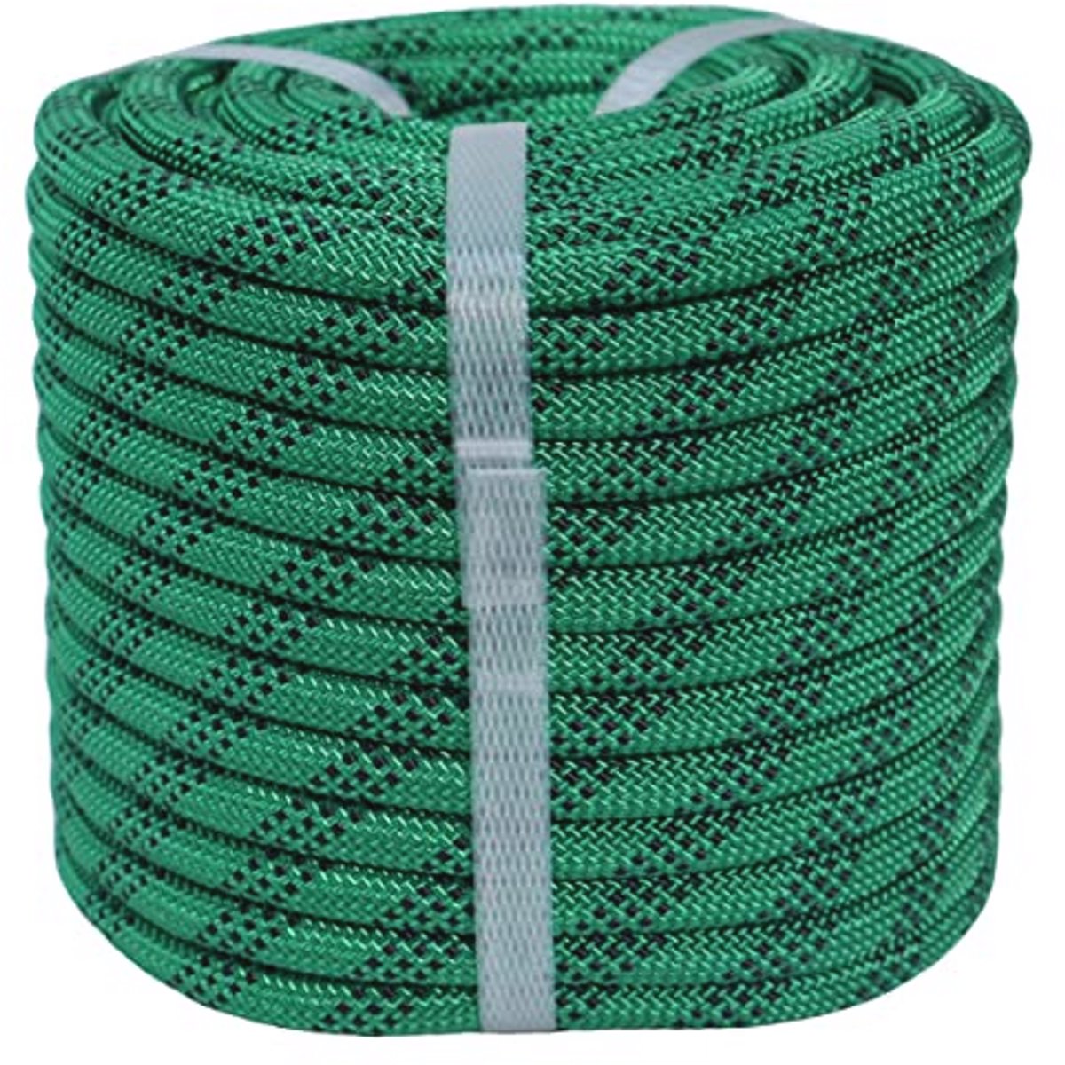 Gevlochten polyester boomverzorger tuigage touw - 3/8" x 100ft - Sterk outdoor touw voor rotsklimmen, wandelen, en camping - groen/zwart