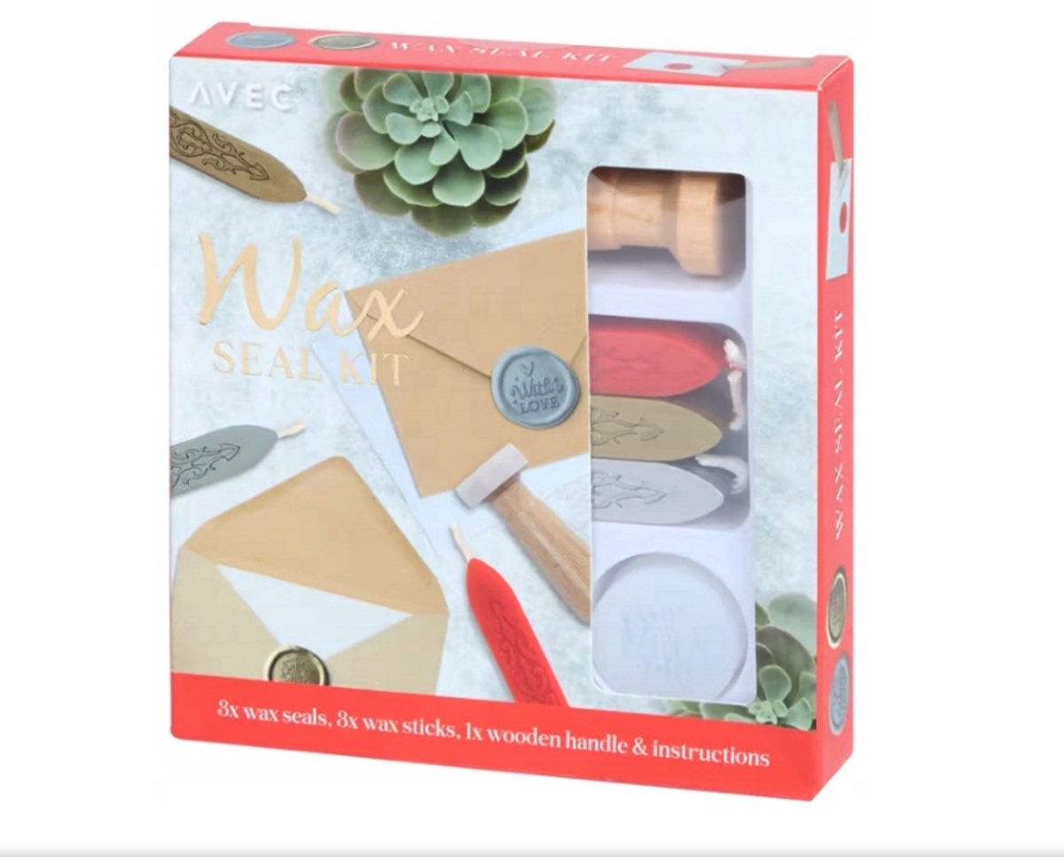 Wax Seal Stempel Kit - Rood - Brief Zegelen - Boeken - Schilderen - Kaarten Maken - Decoratie - Stationaire Benodigdheden - Craft Kits - Gift Box - Wedding - Bruiloft - With Love - Big News - Baby - Zwanger - Pregnant - Geboorte - Babyshower