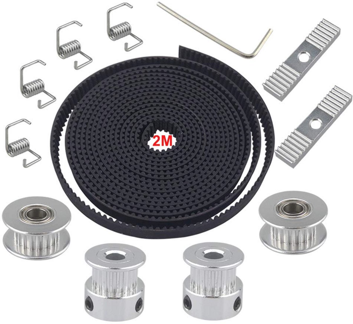 2 m GT2 Tandriem met Distributieriemschijf, Idler en Torsieveer - Complete Set
