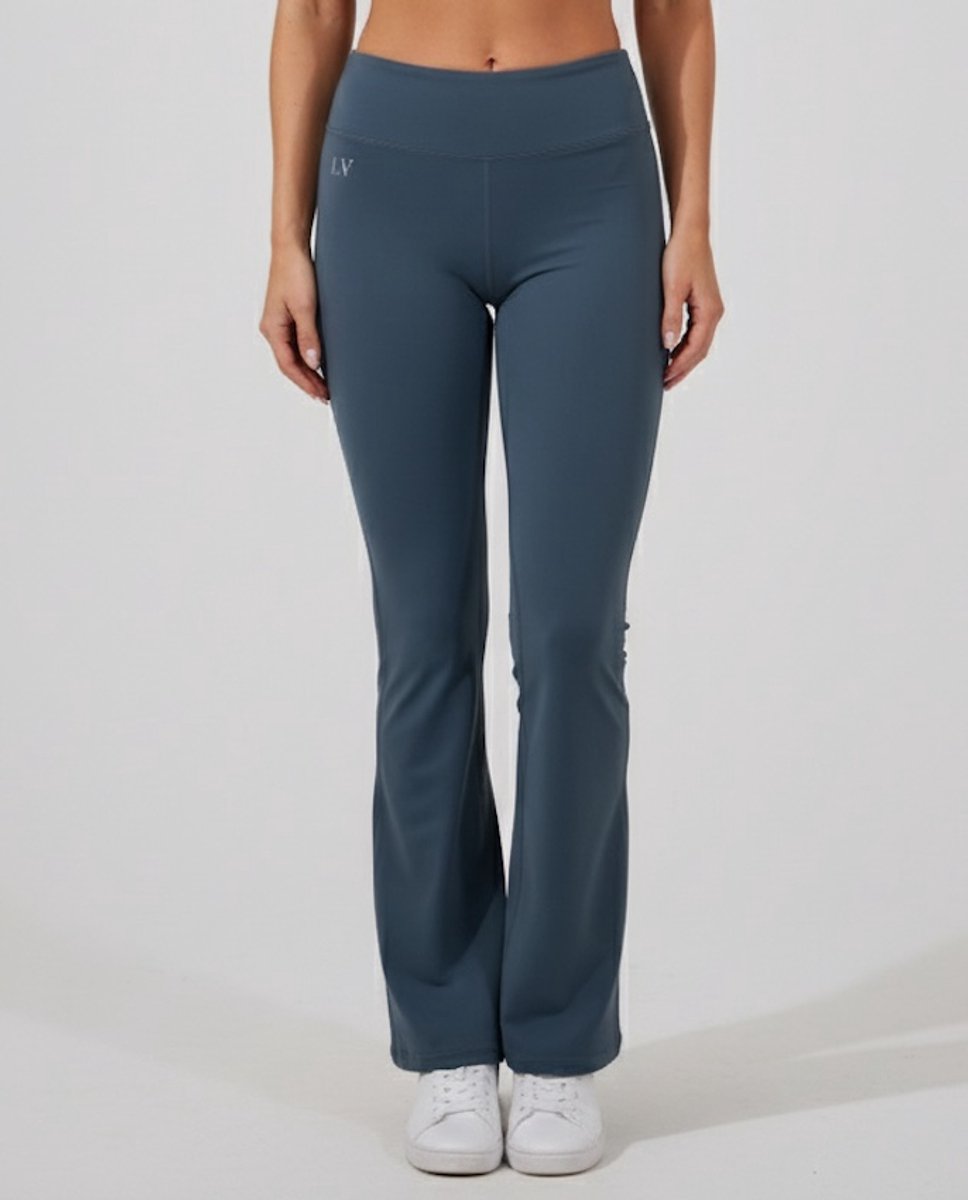La V flared sportlegging basic Blauwgrijs S