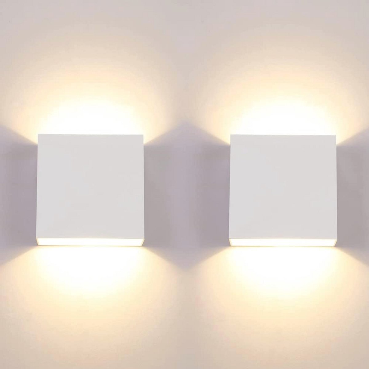 Moderne LED wandlamp voor binnen, 2 stuks, waterdicht, 7W, warm licht, vierkant ontwerp