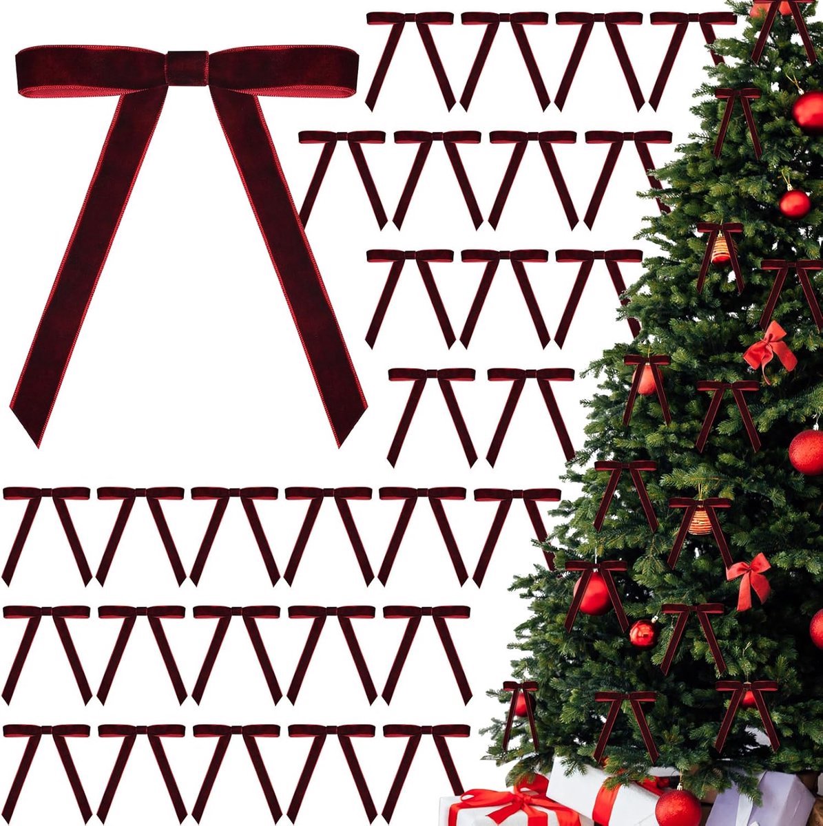 30 stuks - Kerstboomversiering - Kerstkransstrikken - Kerstkrans hangende ornamenten - 13 x 18 cm - strikken - geschikt voor binnengebruik, kransen, kerstbomen, verpakkingen, knutselen