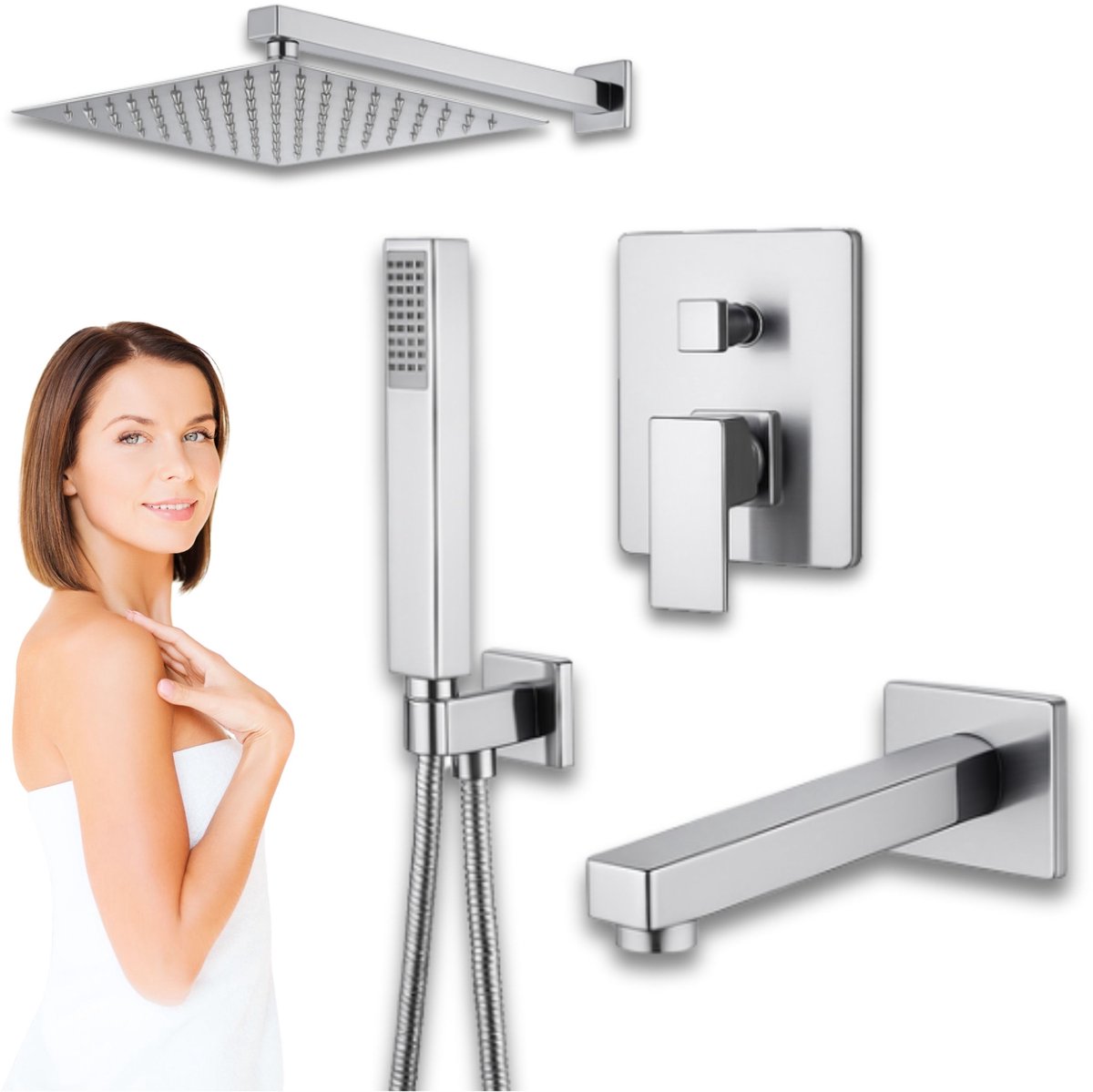 Silla Cubo – Inbouw Douche Set – Chroom – Anti-Calc – Keramische Cartouche – Messing Constructie
