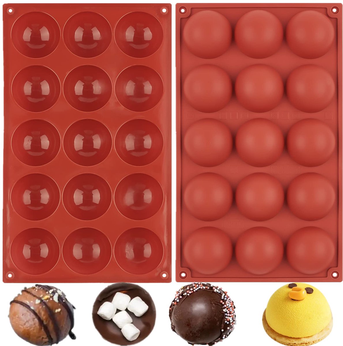 Unyqoos® Siliconen bakvorm voor chocolade en snoep met halve bolvorm set van 2