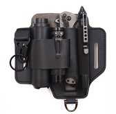 VIPERADE PJ15 multitool schede voor riem, EDC-zakorganizer voor mannen, lederen etui met sleutelhanger, zaklamphouder, penhouder, gereedschapschede mes schede voor lederman-Zwart