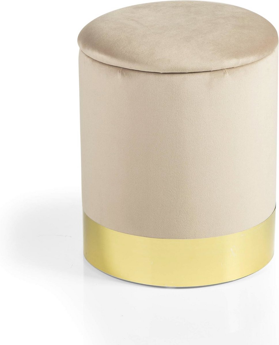 Opslag Ottoman in fluweel met vergulde basis stijl glam Beige