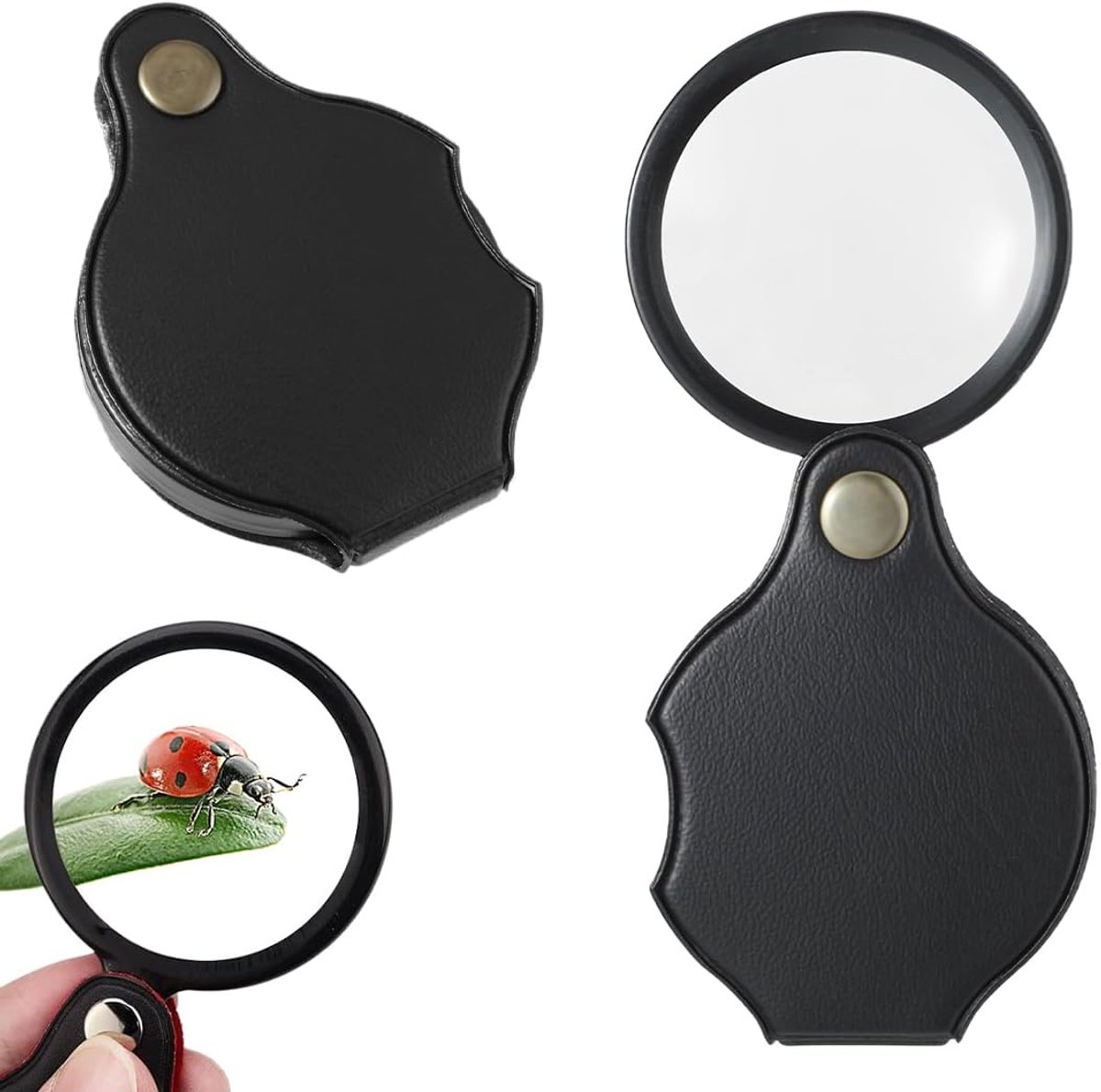 IMPERATORIS® 2x Mini-Vergrootglas - Handheld Vergrootglas voor Kinderen & Senioren -Lichtgewicht & Duurzaam – Educatief Speelgoed voor Natuurverkenning - Lezen & Hobby’s - 10x - Zwart