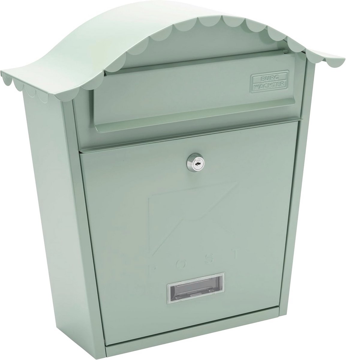 Klassieke muur gemonteerde verzinkt staal brievenbus - Weerbestendig en afsluitbaar - 36x37x13cm - Chartwell Groen