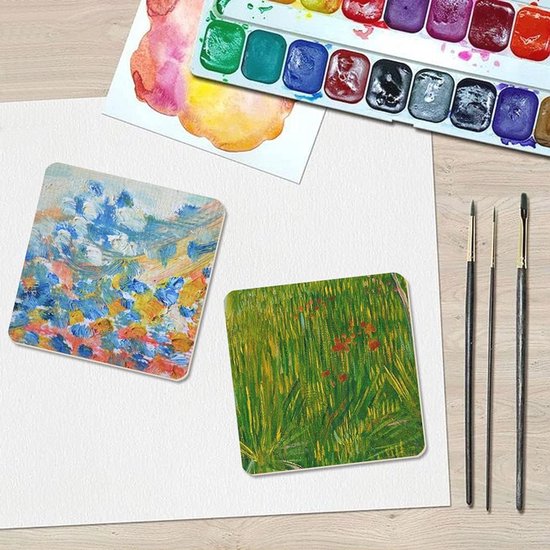 50 Vierkante Houten Schijven, 5 cm Diameter, 2,5 mm Dik, Lichte Houten Schijven - Voor Doe-het-zelf, Ornamenten of als Decoratie, Kunst, Beschilderen