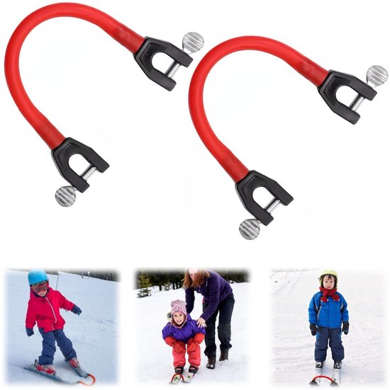 2 Skateboard Connectoren - Slee Accessoire - Ski binding - Ski Trainer - Geschikt voor Kinderen en Skibeginners (22*4cm - Rood)