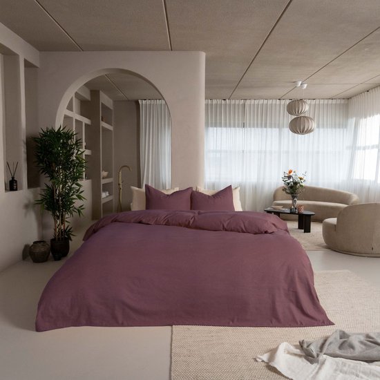 Kayori Atsui Dekbedovertrek Flanel - 240x200-220 +2 slopen - Lits-jumeaux - Burgundy - Superzacht & Isolerend