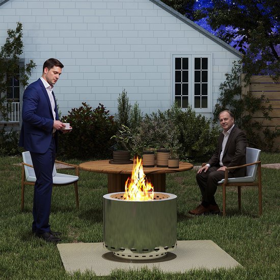 Draagbare rookvrije houtkachel Outdoor roestvrijstalen vuurschaal vuurplaats vuurton vuurkorf met tas winddicht, kampeerfornuis terrasverwarming voor kamperen BBQ ⌀49 cm, hoogte 40 cm van Merkloos — afbeelding 3