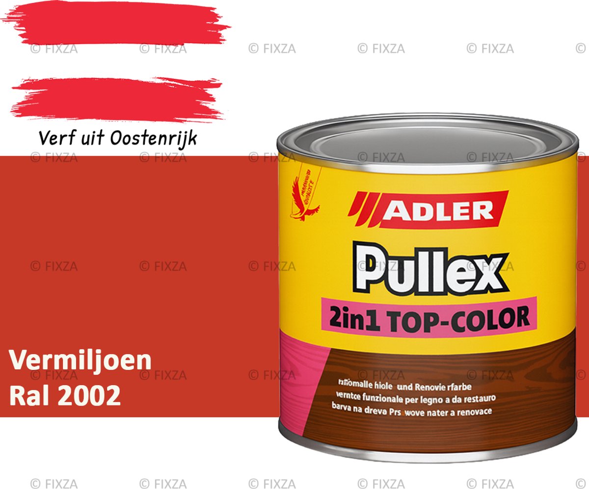 ADLER Pullex 2in1 Top-Color – Vermiljoen – 0,75 Liter – Dekkende Houtverf Buiten – Zijdemat