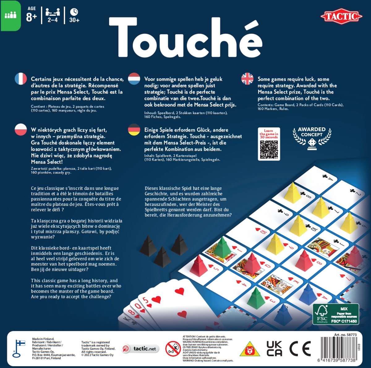 Tactic Touché – Bordspel – Tactisch kaartspel – Strategisch Pionnen en Kaarten Spel – Plaats Pionnen, Blokkeer Tegenstanders en Scoor Patronen – Familiespel – Winnaar Mensa Select-prijs – Bekroond Spel – 2 tot 4 Spelers – Vanaf 8 Jaar — afbeelding 11