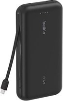 Belkin BoostCharge 20.000mAh Powerbank 30 watt met Geïntegreerde USB-C Kabel - Zwart
