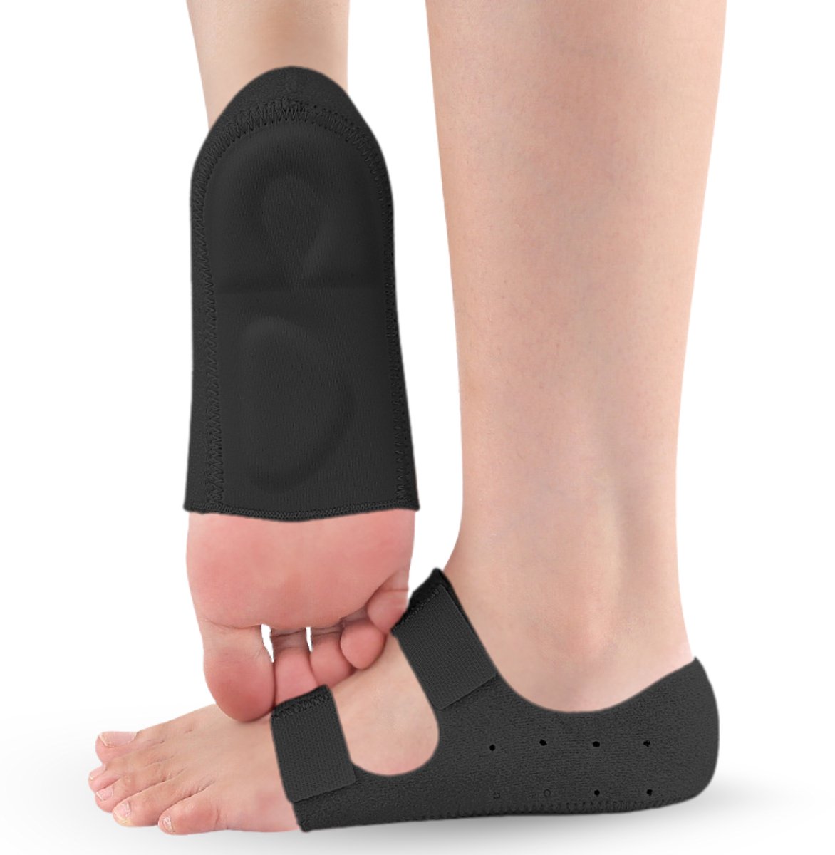 U Fit One 2 Stuks Hielbeschermers - Hielspoor Sok - Hiel Zooltjes - Ademend - Anti Schok - Zwart - Schoenmaat 40 tot 45