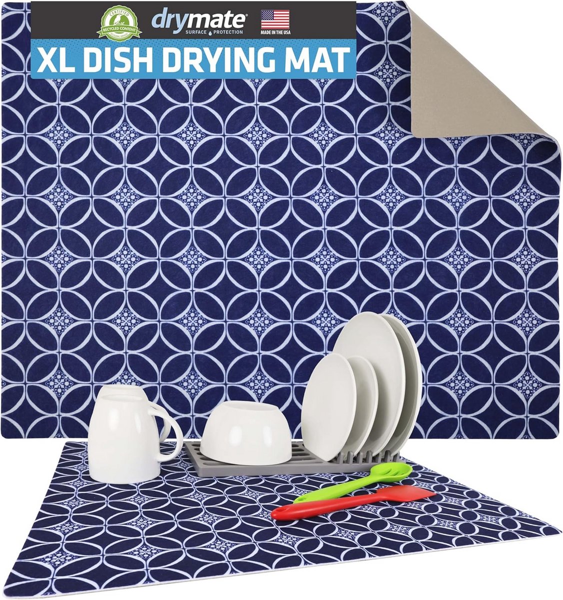 Afdruippatroogmat XL - Waterdicht en absorberend keukendroogkussen - Machinewasbaar en duurzaam