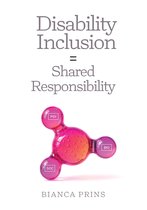 Boekomslag met de titel "Disability Inclusion = Shared Responsibility" en een roze molecuul-achtige afbeelding.