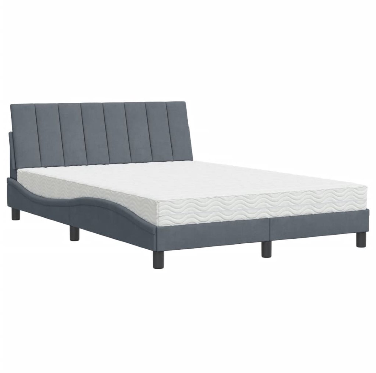 Tweepersoonsbed | Dubbelbed | Volwassenenbed | Bed met matras "Hanko" fluweel donkergrijs 120x200 cm