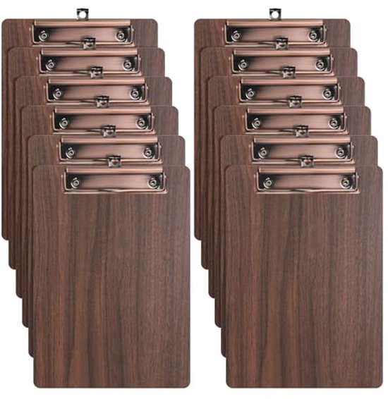 A4 Houten Klembord – 12 Stuks, Hardhoutvezel, 3,45 Mm Dik, Metalen Clip, Ophangoog, Voor 80-100 Vellen – Ideaal Voor School, Kantoor & Thuis