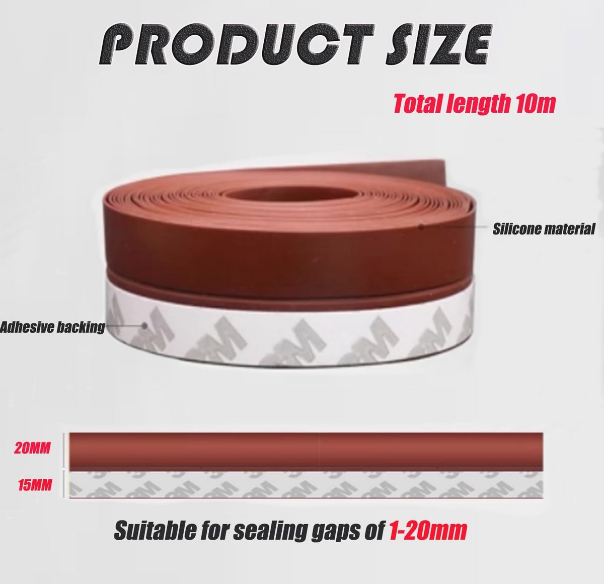Zelfklevende Tochtstopperstrips - 10 m x 3,5 cm - Multifunctionele Afdichting voor Douche, Raam en Geluid