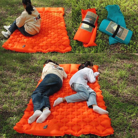 Slaapmat voor kamperen, opblaasbare slaapmat met kussen, campingmat met ingebouwde voetpomp, lichtgewicht campingmatraskussen voor auto, camping, backpacking, tent en wandelen van Merkloos — afbeelding 5