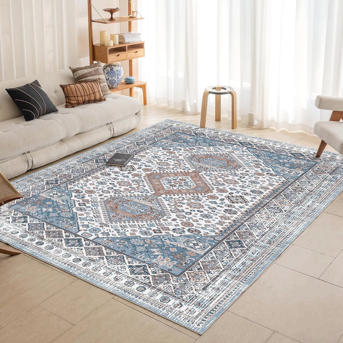 Wasbare Boho Deken Marineblauw voor Woonkamer en Slaapkamer - Antislip en Duurzaam
