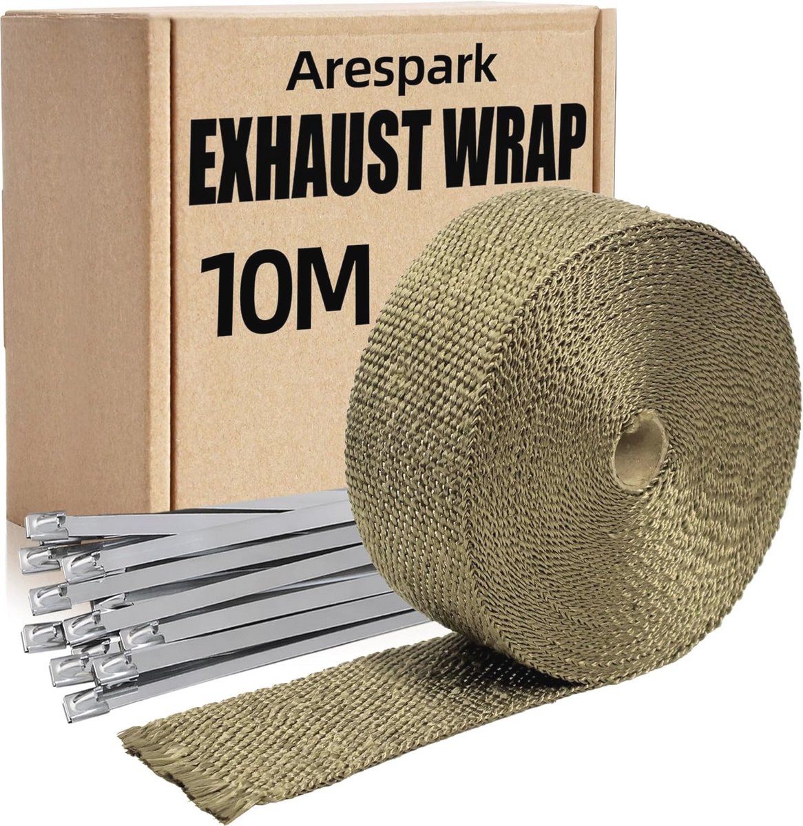 Thermische Isolatietape 10 m van Basaltvezels met Roestvrijstalen Klemmen