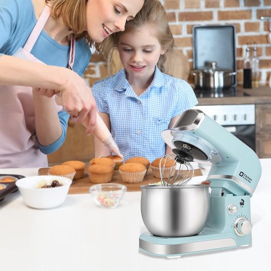 Kleine Elektrische Stand Mixer 3.2Qt - 6 Snelheden met Klopper, Deeghaak en Plat Klopper van Merkloos — afbeelding 3