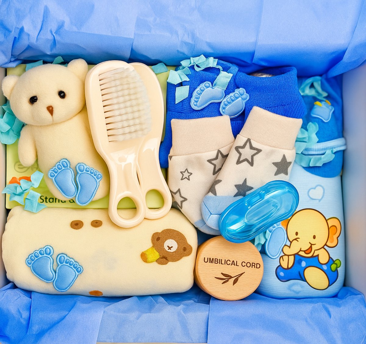 Kraamcadeau Baby Boy - Complete Kraambox- Baby & Mama Verzorgingsbox - 13 delige Luxe Giftset- Maternity Care Box