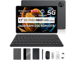 Blackview ZENO 10 Tablet - 5G AI Tablet - 24GB RAM - 256 GB ROM - 11 inch - 8800mAh - Met Toetsenbord(QWERTY), Beschermhoes, Muis, Stylus - Android 15 Tablet - Widevine L1 - GPS - Zwart