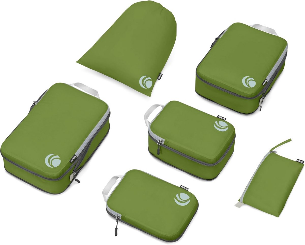 Compressie Verpakking Kubussen Set - Ultralight Reisorganisatoren voor Handbagage (Groen, 6 Stuks)
