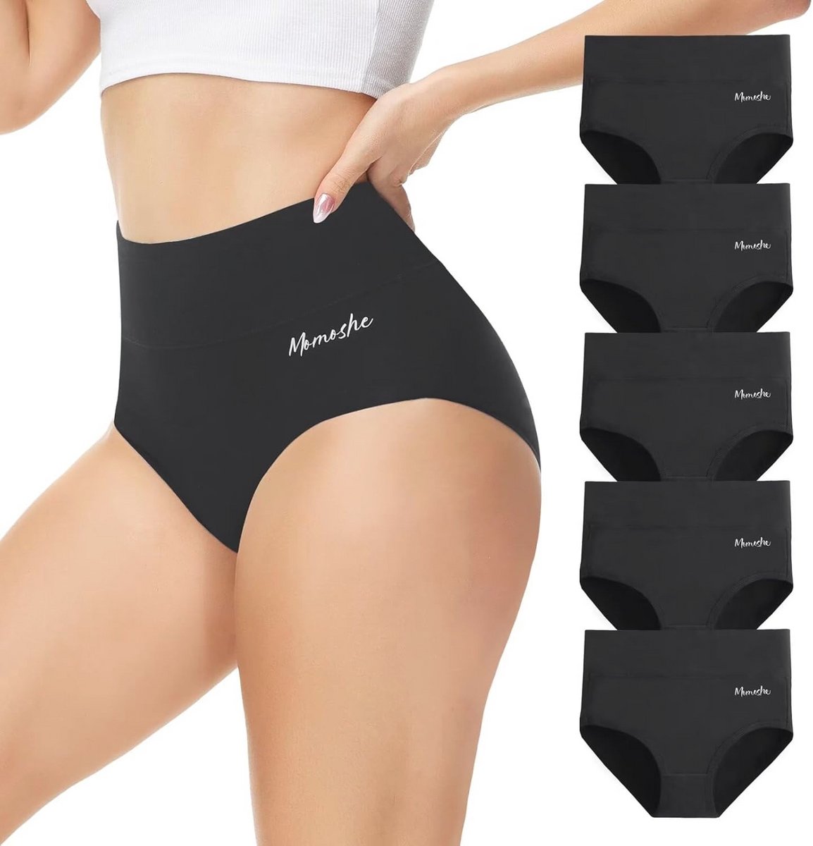 Dames Ondergoed 5-Pack Katoenen Hoge Taille Onderbroeken - Rekbare en Ademende Panty's