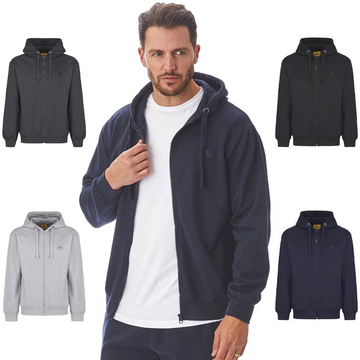 Eco Vriendelijke Heren Fleece Trui met Capuchon en Anti-Pil Technologie, Marineblauw, 3X-Large