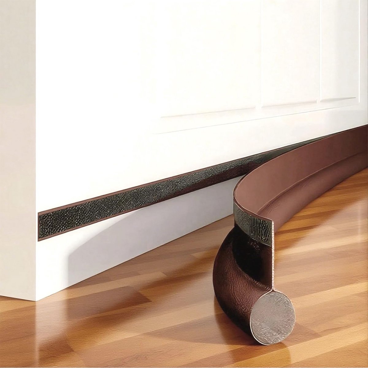 Deurafdichting en Tochtstopper - Op Maat Snijden - Windstopper in Lederlook - 96 cm - Bruin (2 Stuks)