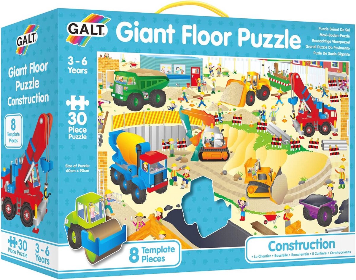 Giant Floor Puzzle - Bouwplaats - Grote Vloerpuzzels voor Kinderen van 3 Jaar en Ouder