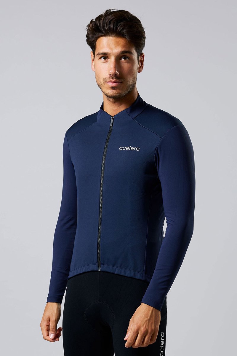 Acelera Intermediate Fleece Winter Jacket Navy Blue - Thermo - Fietsjack - Wielrenjack - Fietsjas - Heren -Fietsshirt Lange Mouwen- Maat XXL