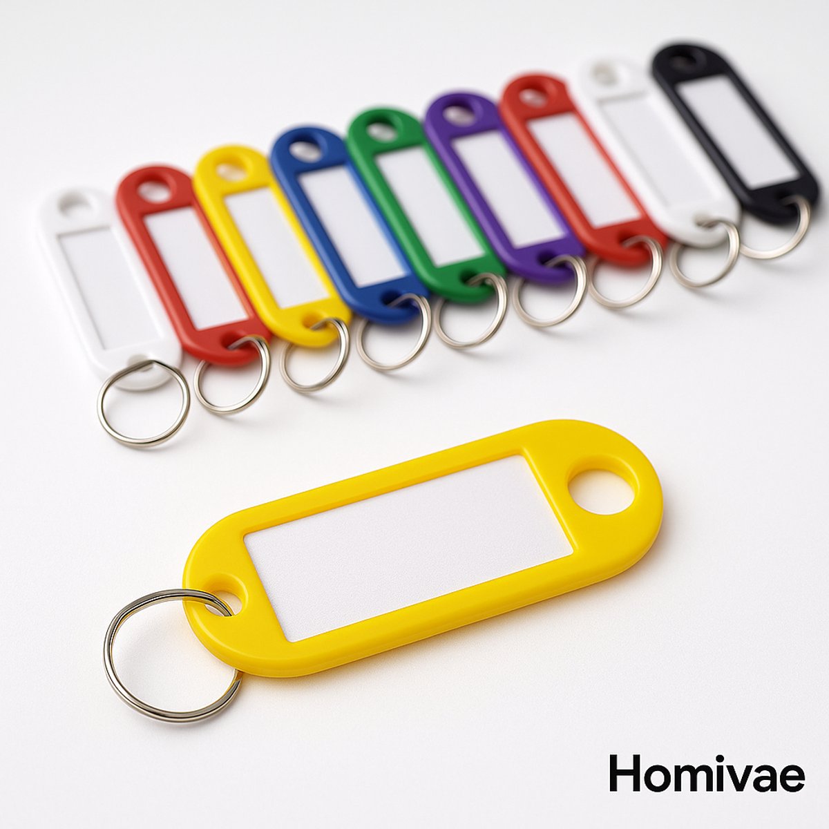 Homivae- Gekleurde Sleutellabels – Set van 10 – Sleutelhangers met Labelvenster – Ideaal voor Sleutels & Organisatie