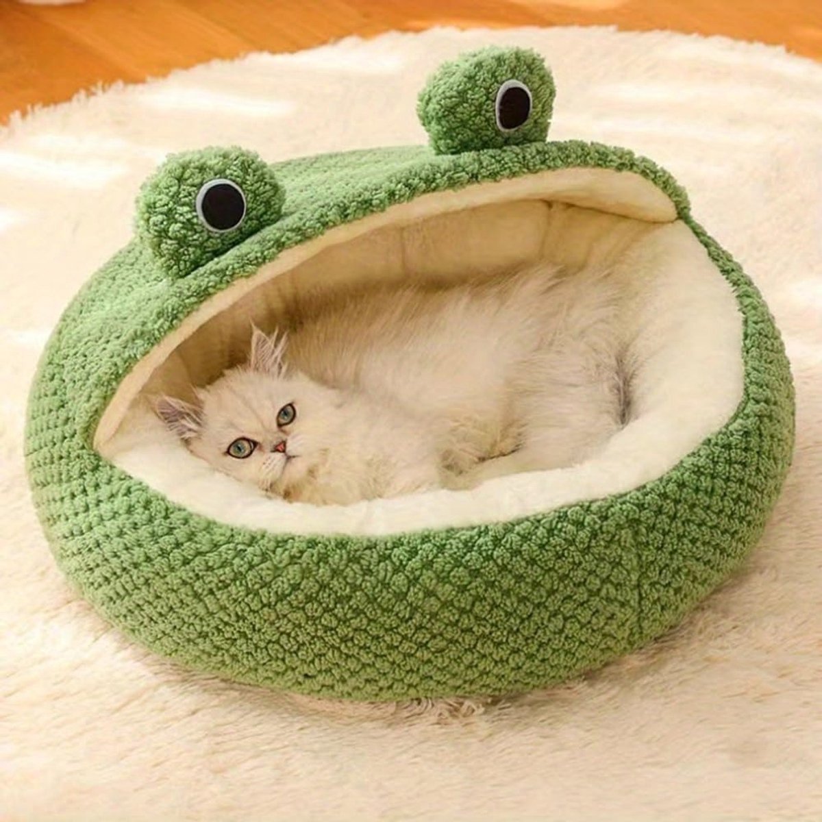 Kattenbed - Huisdierbed - Halfomsloten - Klein - Schattig Kikker Huisdierbed – foto 2