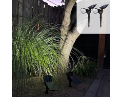 Solgaro Solgaro® Solar Tuinverlichting Spotta - 2 Stuks - Tuinverlichting Op Zonne Energie - Warm en Koel Wit Licht - Tuinlamp - Tuinspot - Schijnwerper