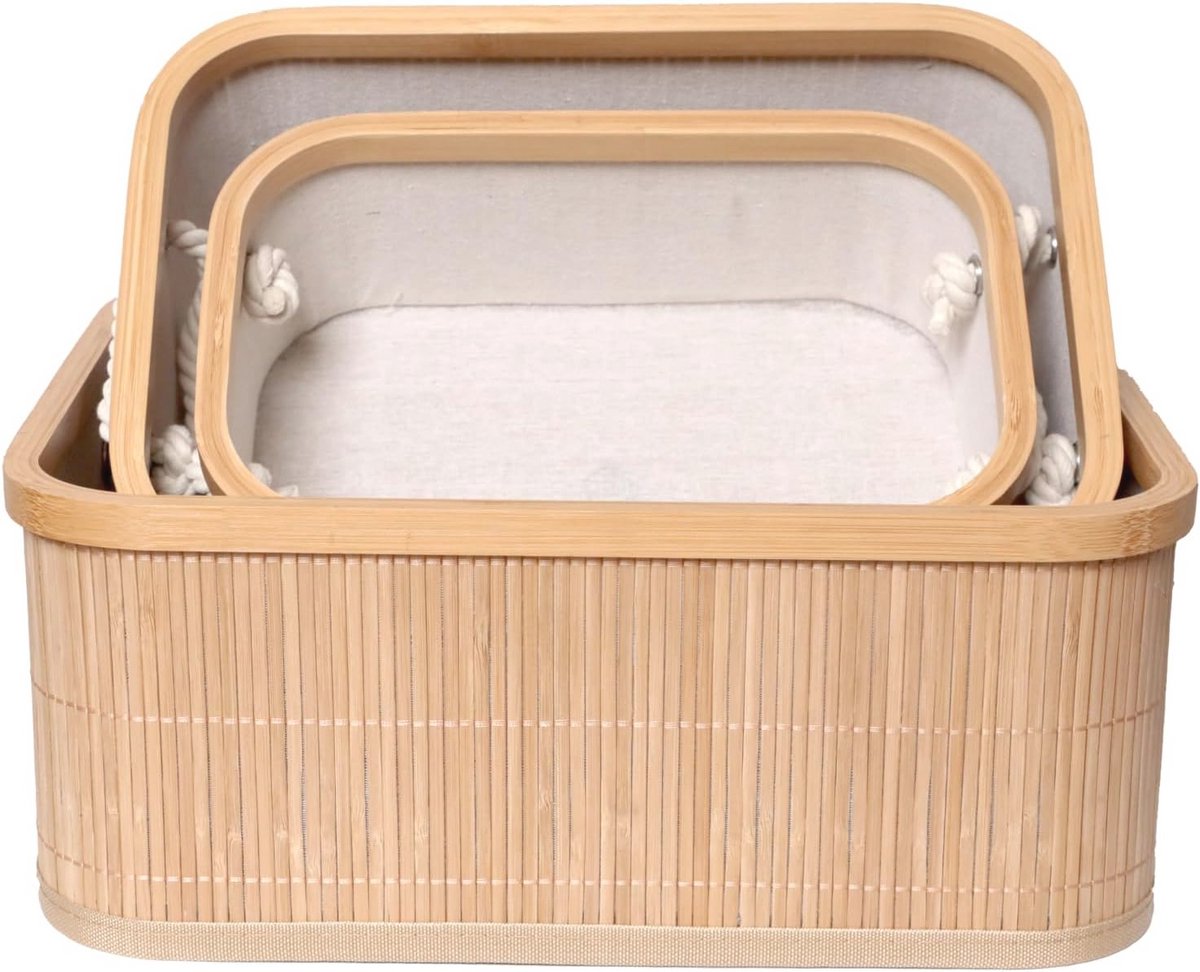Set van 3 Opbergmanden - Rectangulaire Mand voor Badkamer, Slaapkamer en Organizer