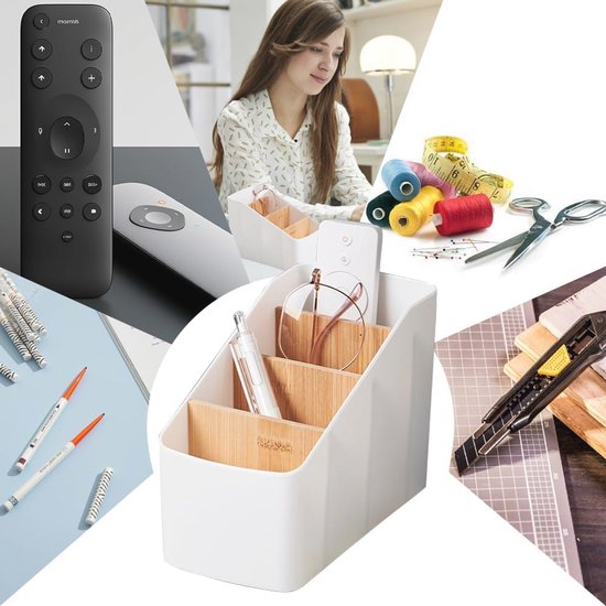 Boîte De Rangement En Bois Avec Compartiments Amovibles - Organisateur Bureau Pour Cartes De Visite, Bijoux