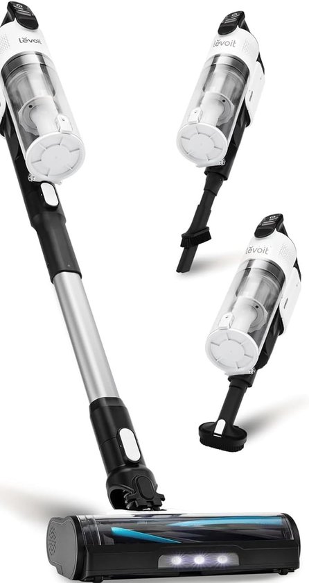 PowerClean LVAC-200 Pro – Draadloze 4-in-1 Accu Stofzuiger – 50min Gebruiksduur – Anti-Klit & Anti-Allergie HEPA-Filter 99,9% – LED Turbo Borstel – Voor Dierenhaar, Tapijt & Harde Vloeren – 2,8kg – 0,58L –