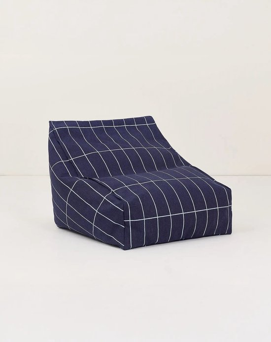 Pouf Nobodinoz Vibes pour enfant - 74 x 40 x 60 cm - Blue marine quadrillé