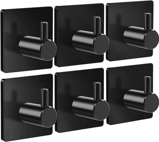 GTK 4 Pack Sleutelhouder voor Muur, Scheermes Houder Wandmontage, Hoedenrek, Zelfklevende Haken, Douche Haken, Handdoekhaken (zwart