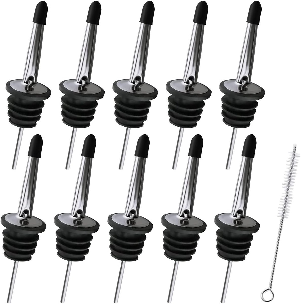 Bottle Pouring Spout met Ventiel - 10 Pcs Roestvrijstalen Giettuit voor Olie - Wijn Geneve