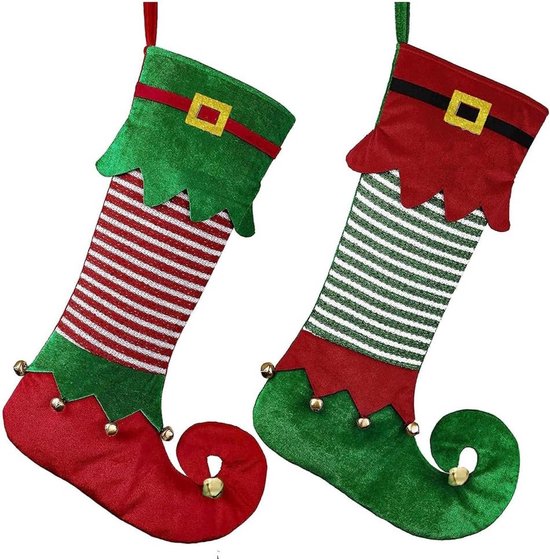 Foto: 2 kerstkousen elfenkousen kerstkousen cadeaukousen kerstboomversiering 22 x 7 inch kerstkous cadeauzak