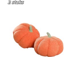 2 stuks - Kussen - Pompoenkussen - Knuffel - Thanksgiving- en kerstversieringen - Geschikt voor slaapkamer, auto, bank, kerst- en halloweencadeaus - Diameter 20 cm - Oranje
